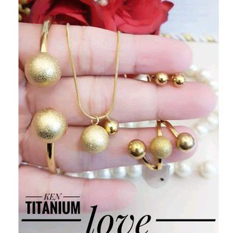 Titanium Set Perhiasan Titanium Boba Gold 118222