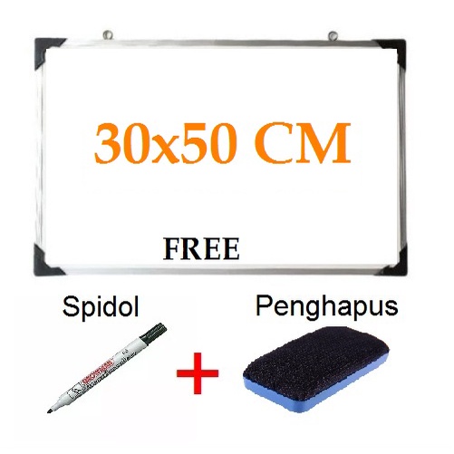 

Papan Tulis White Board 30 cm x 50 cm free Spidol dan Penghapus
