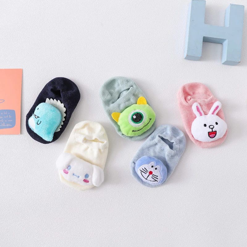 Topprice (3) COD Kaos Kaki Boneka Anak Bayi 3D Lucu Karakter Kaoskaki Motif Unik Socks Kids BB09