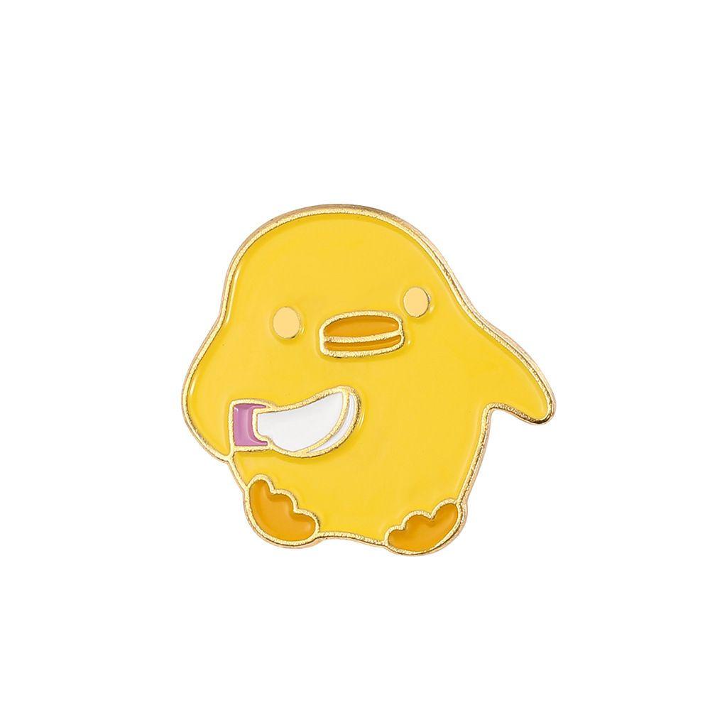 Bros Pin Enamel Bentuk Bebek Kuning Bahan Metal Untuk Aksesoris Tas Ransel