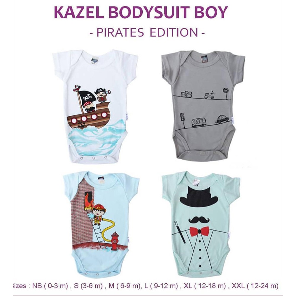 Kazel Bodysuit Pirates Boy 4Pcs Baju Jumper Bayi Laki Laki