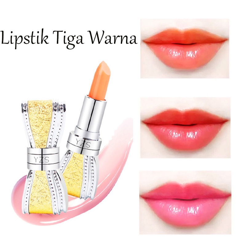 Kupu-kupu Lipstick Tiga Warna Matte Anti Air Pelembab Bibir Pewarna Bibir Lipstik /  Lipstick Matte 3 Warna Lembut Tahan Lama/Tidak perlu memilih, satu lipstik mengandung tiga warna