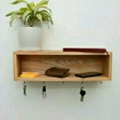 Rak Dinding Kotak Gantungan Kunci Serba Guna Kayu Jati Belanda