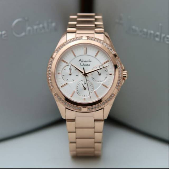 ALEXANDRE CHRISTIE AC 2826 ROSEGOLD DIAL WHITE LADIES.ORIGINAL BERGARANSI RESMI 1TH.