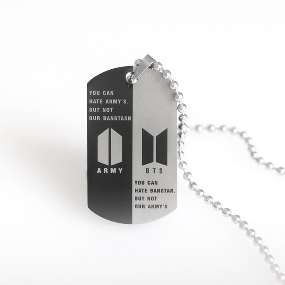 Hu Hu Hu Hu Hu Alat Bantu Pasang Kacamata♡ Kalung Rantai Liontin Logo Bangtan Boys Bahan Stainless Steel Untuk Unisex