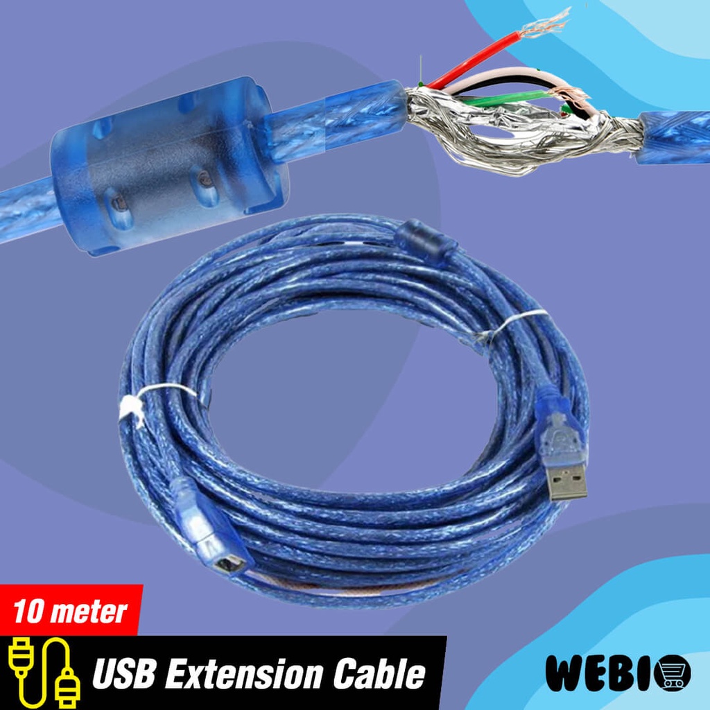 Kabel USB Extension Male to Female 10M Sambungan Extender 10 Meter Cable Ekstension Perpanjangan 10 M