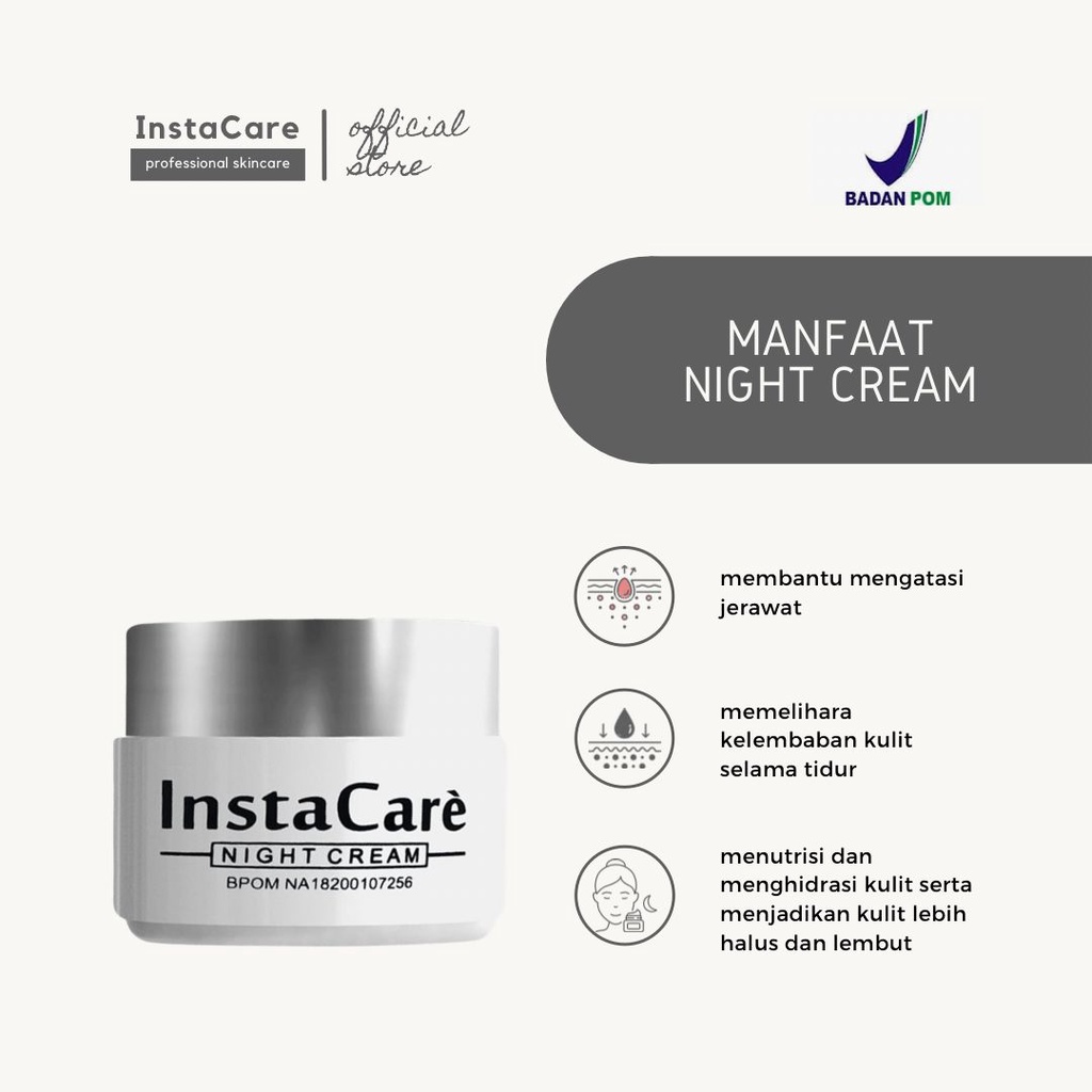 M-01 INSTACARE CREAM PEMUTIH WAJAH GLOWING BPOM - CREAM MALAM PEMUTIH WAJAH CEPAT PERMANEN ORIGINAL