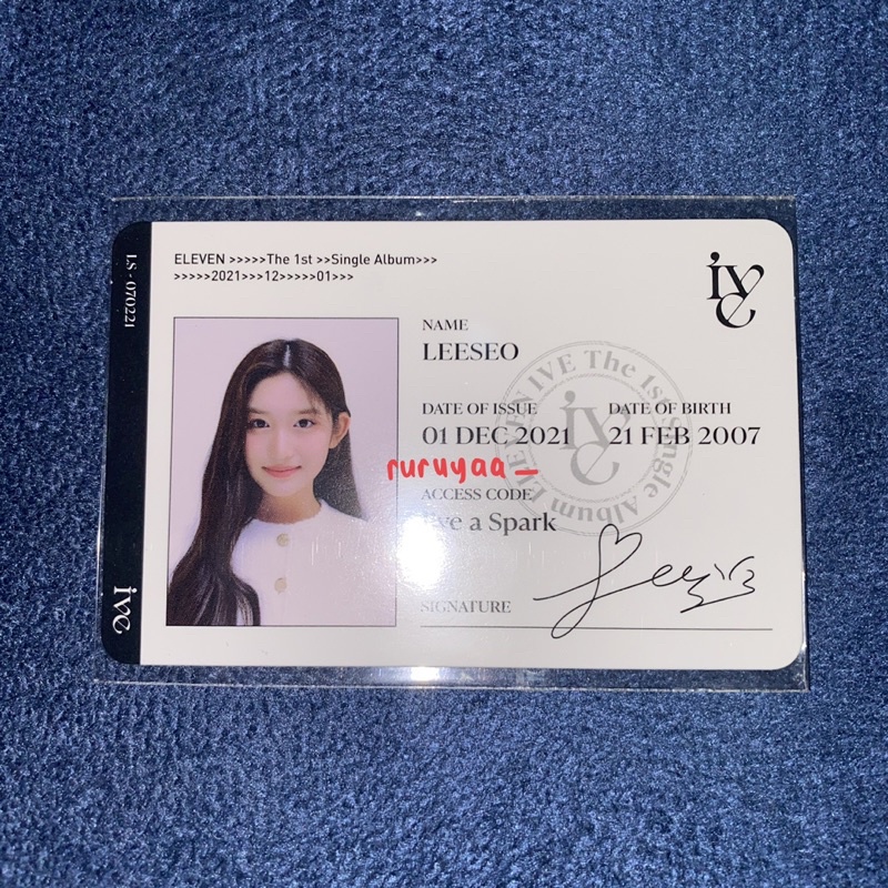 IDCARD PHOTOCARD PC IVE LEESEO OFFICIAL ELEVEN ID CARD FIRST PRESS WONYOUNG YUJIN GAEUL LIZ REI