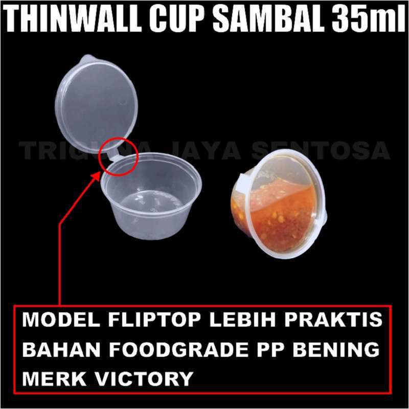 Thinwall Cup Sambal 35ml 50 Pcs Pack Tempat Saos Plastik Cup Saus Surabaya