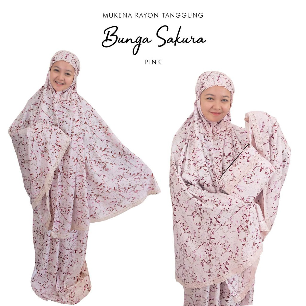 PUSAT MUKENA TASIK - MUKENA ANAK TANGGUNG RAYON BUNGA SAKURA