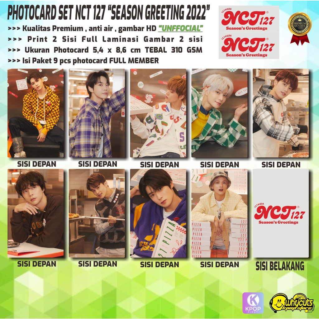 PHOTOCARD PC SET PREMIUM NCT 127 // SEASON GREETING 2022 // ISI 9 PCS // FULL LAMINASI // PRINT 2 SISI