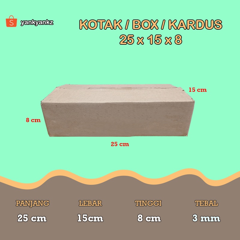 

Kotak / kardus ukuran 25x15x8cm untuk packing barang kecil