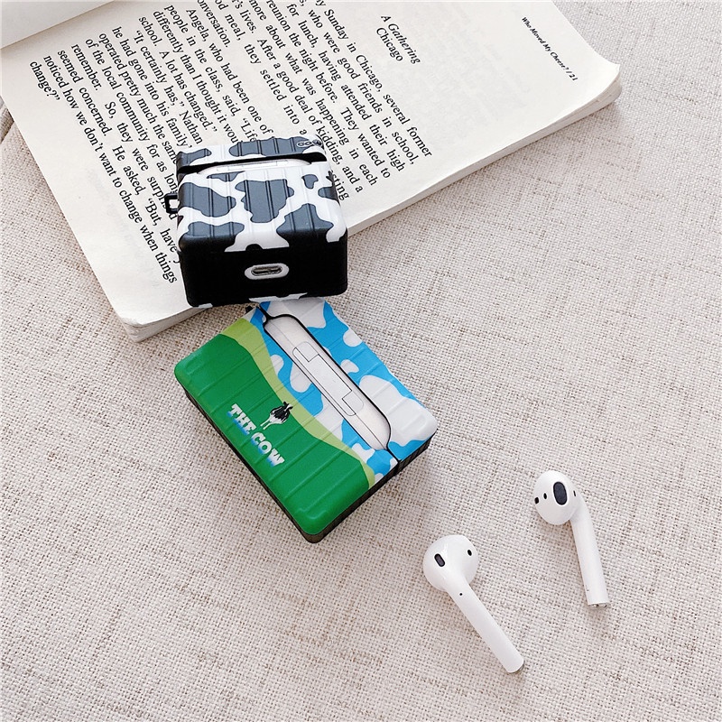 Casing Soft Case Anti Jatuh Motif Sapi Untuk Airpods 1 / 2 Pro