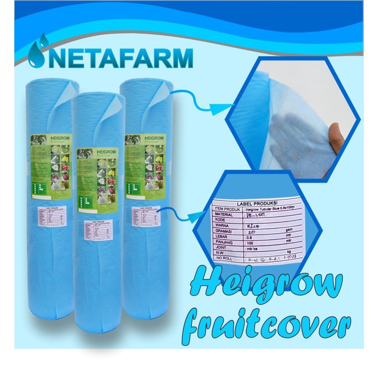 HEIGROW Fruit Cover Tubular Blue / Pembungkus Buah Lebar 80 cm - 1 rol