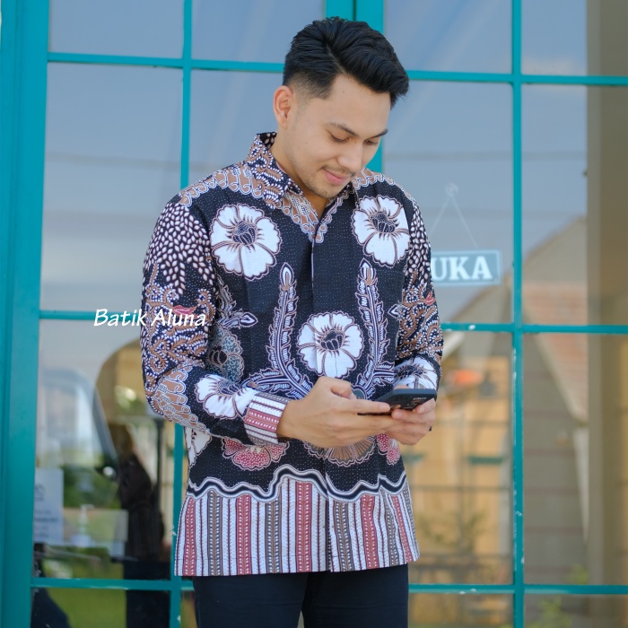 Baju Kemeja Batik Pria Premium Lengan Panjang Produsen Pabrik Batik Aluna Sragen PCW012