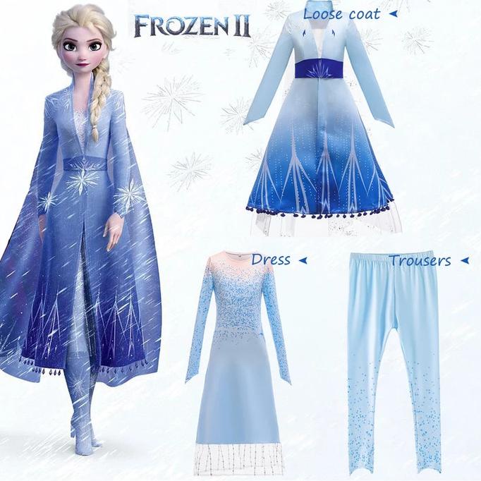 Baju Elsa Frozen 2 Princess Anak / Kostum Elsa Frozen 2 Baru 3pcs CG76