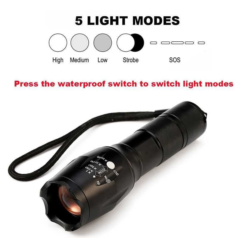 Senter Aluminium Terang Bundling 6 in 1 Paket Hemat Senter LED Tactical CREE XM L2 8000 Lumens