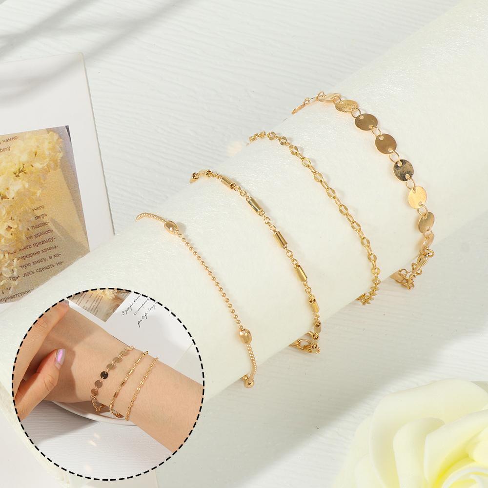 Preva 4buah/Set Gelang Set Wanita Multi-Layer Rantai Adjustable