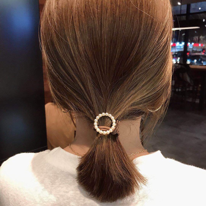 1 Korea Buah Ikat Kepala Mutiara Rambut Elastis Tinggi Tali Rambut Aksesoris