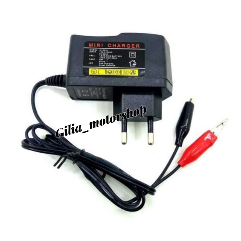 Charger aki mini 12V Alat Test Lampu Charger Aki Mini Cas Baterai 12V