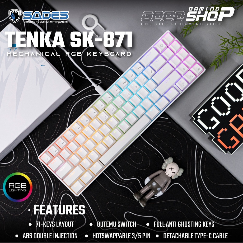 Sades Tenka 71% Outemu Universal Hotswappable RGB - Gaming Keyboard