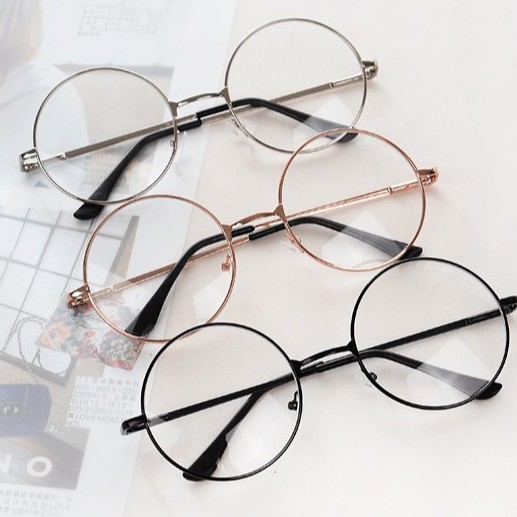 Kacamata Bulat Kaca mata Oval Korean Style Import / Retro Vintage Metal Frame Eyeglasses / TS-10