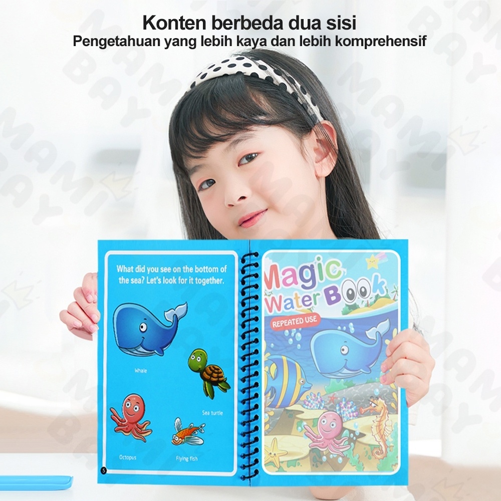 Mamibayi Magic Water Book/Buku Mewarnai Anak/Water Drawing Book Anak