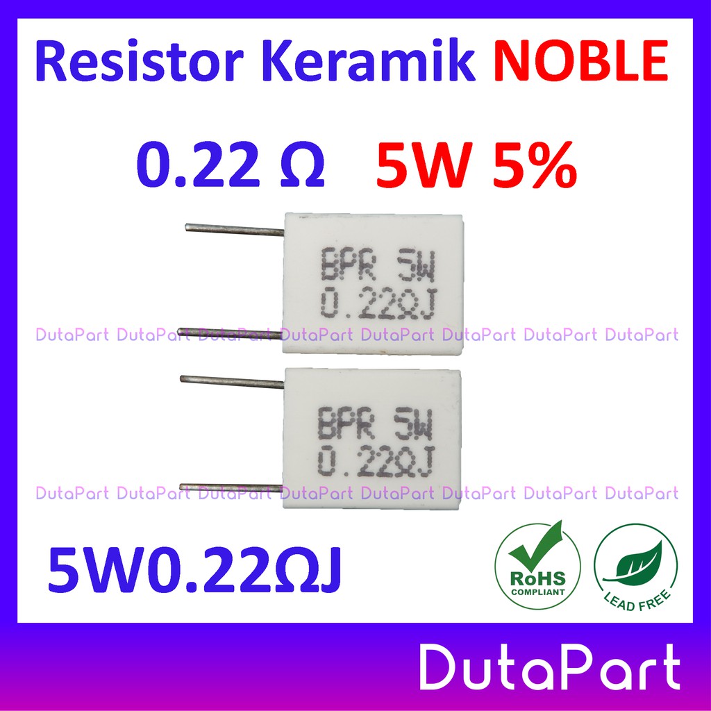 Resistor Keramik NOBLE NOBEL Vertikal 5W 5% Kapur 5Watt 5 Watt PILIH UKURAN