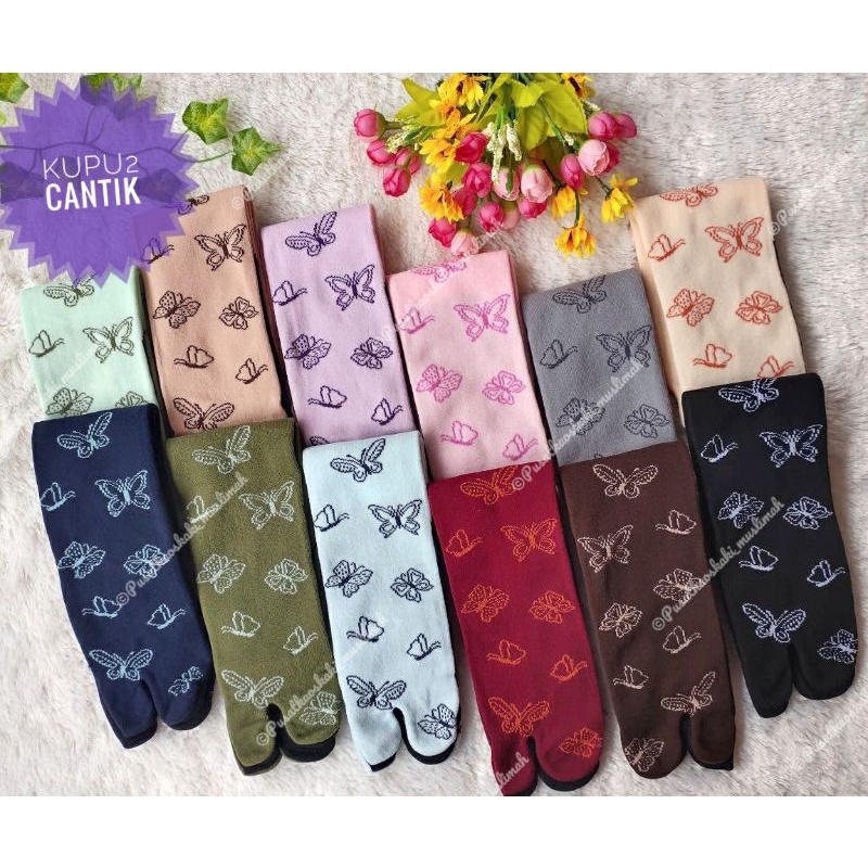 [12 PASANG] KAOS KAKI MOTIF KUPU CANTIK