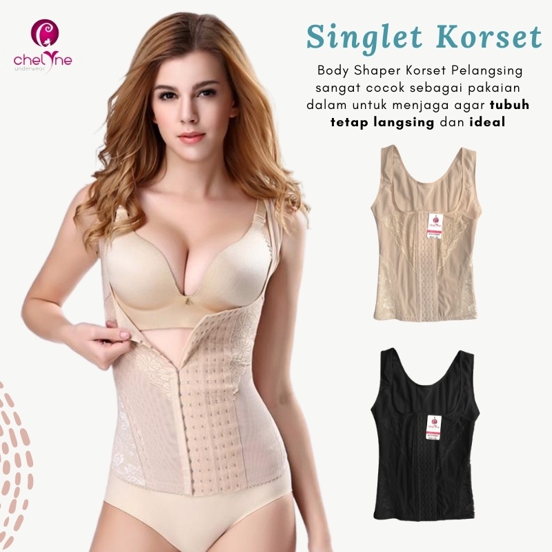 Chelyne Singlet / Atasan (L-3XL) Korset Rompi V2007 Peramping Perut - Pefect Shape