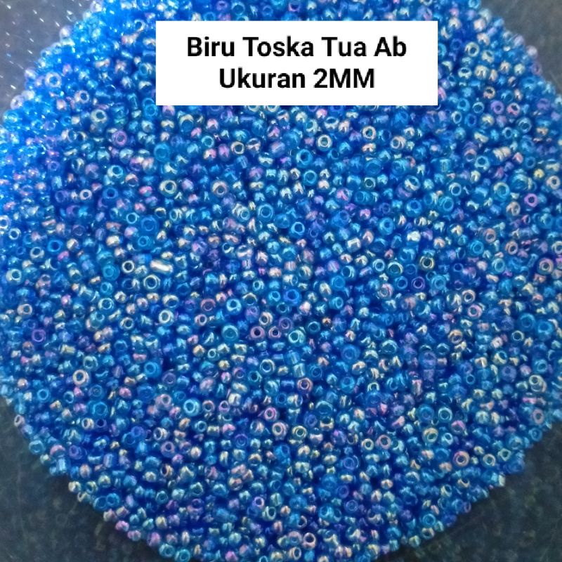 Mote Payet Pasir uk-2mm Biru Toska Tua Ab - 10 gram