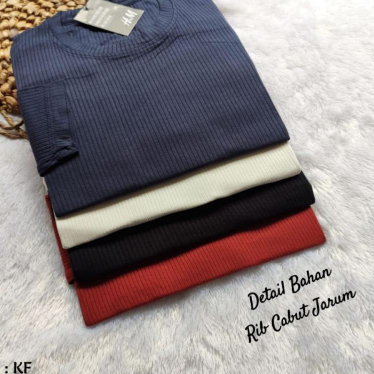 3.3 sale Kaos lengan panjang remaja rib wafer katun polos