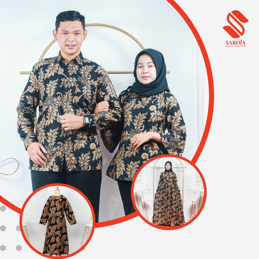 Saroja (021) Couple Keluarga Batik Gamis Batik Katun Premium Motif Jati