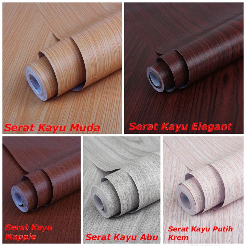 Stiker Motif Serat Kayu Untuk Furniture Meja Lemari Dinding Lantai Dapur Anti Air Minyak Dan Tahan P