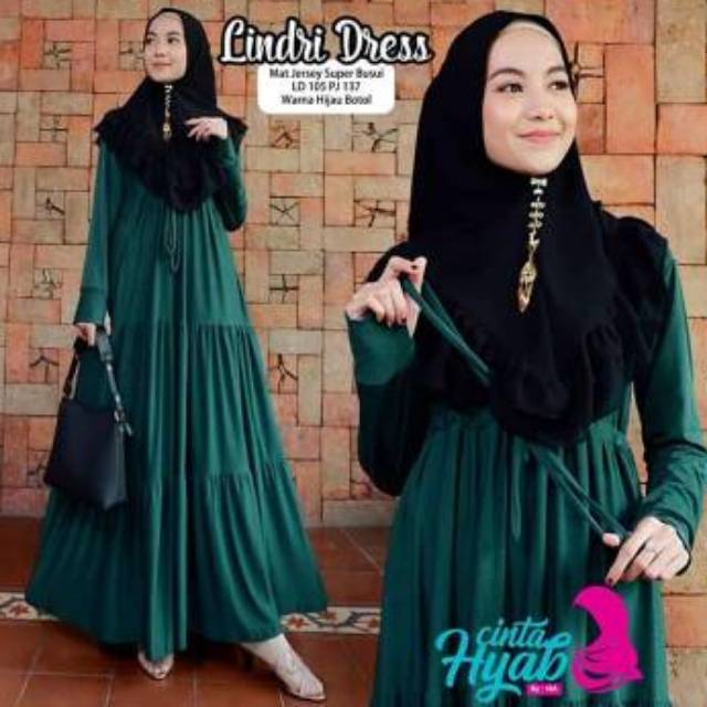 Gamis jersey susun canda serut(tali aktiv sampai belakang )