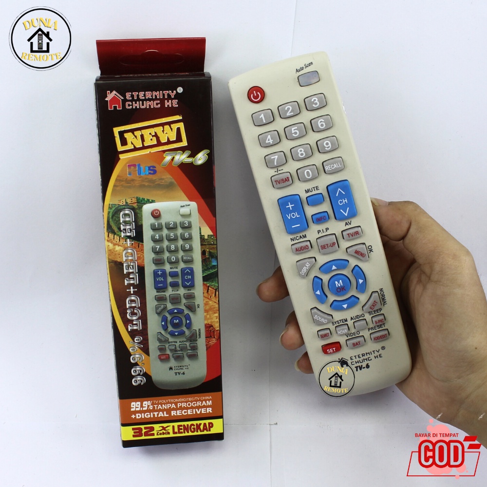 Remot Remote MULTI TV TABUNG LCD LED +Digital Receiver PARABOLA TV 6 multifungsi