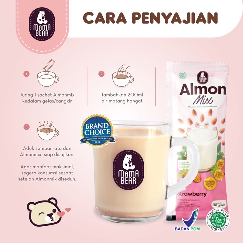 MamaBear Almon Mix Less Sugr Susu Almond + katuk ASI Booster Mama Beara