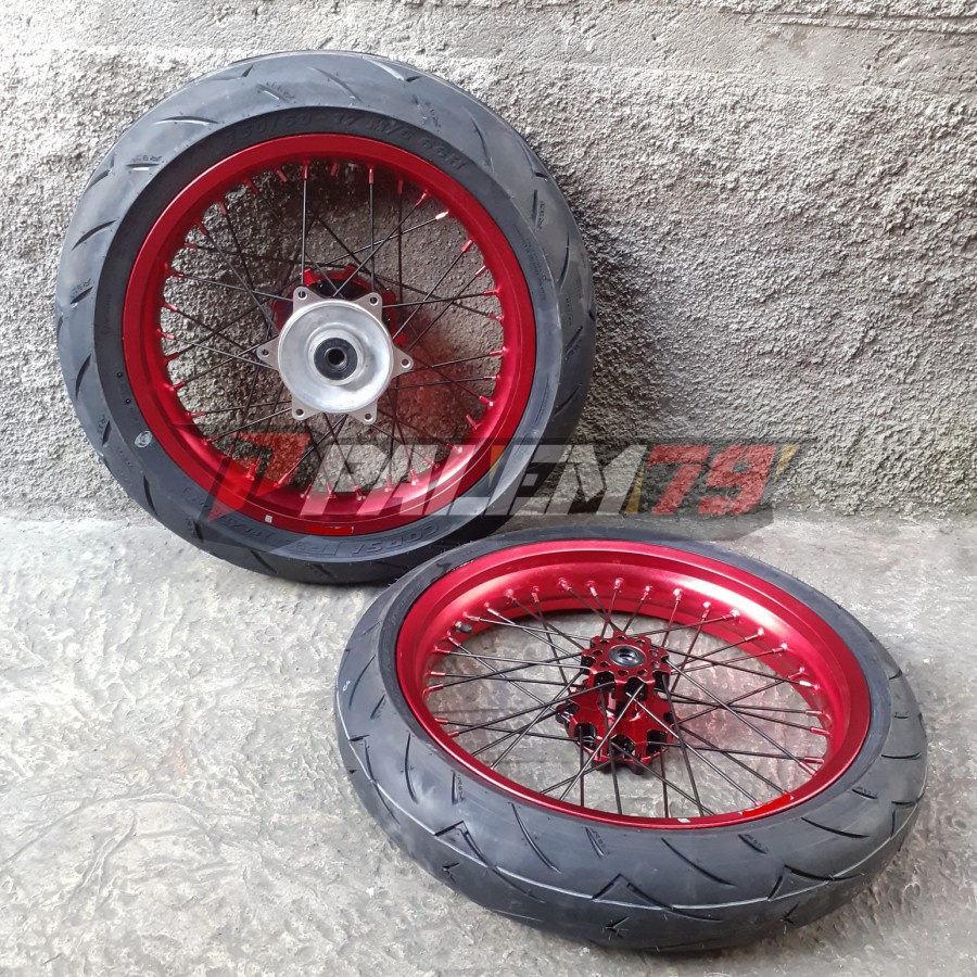 Wheelset Merah CRF 150 Supermoto Ban Corsa CRF150 Velg Expedition RED