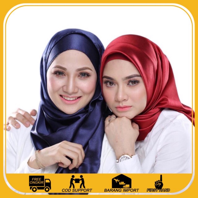 Import JILBAB/HIJAB Segiempat POLOS SATEEN Bahan lembut dan adem dipakai Kode KZT-JB001