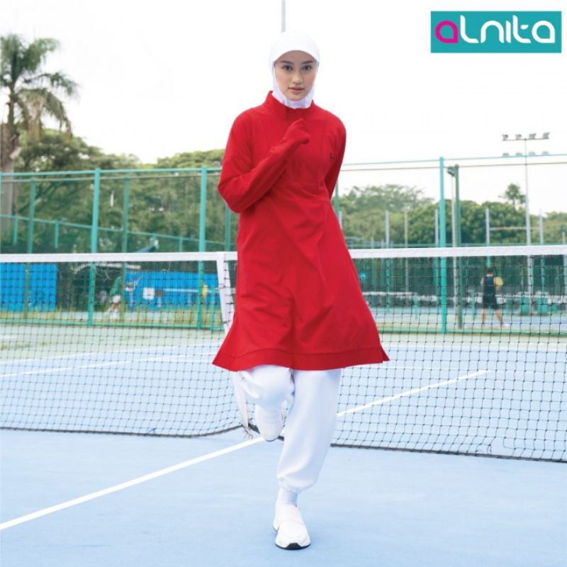 Baju Olahraga Muslimah Merah Putih Alnita