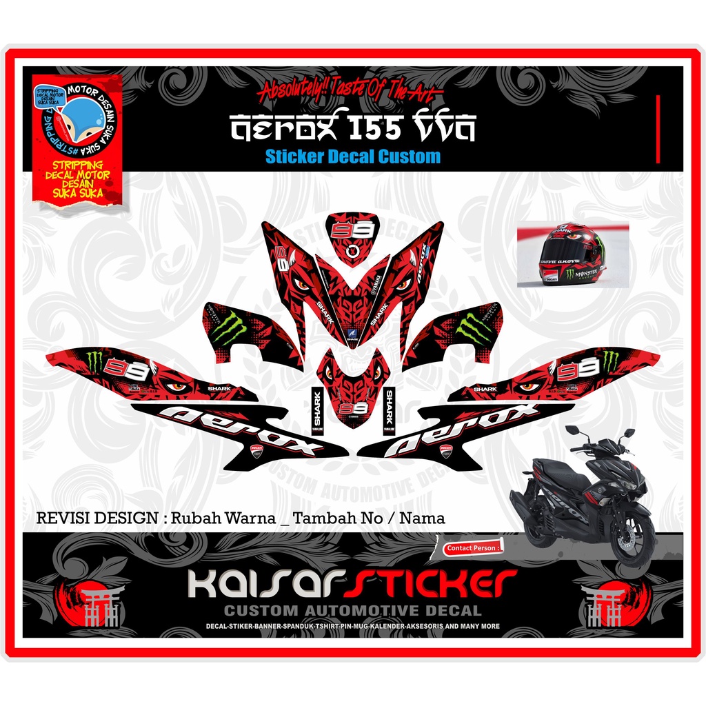 sticker decal motor Full Body Aerox 155 Shark Helm 99