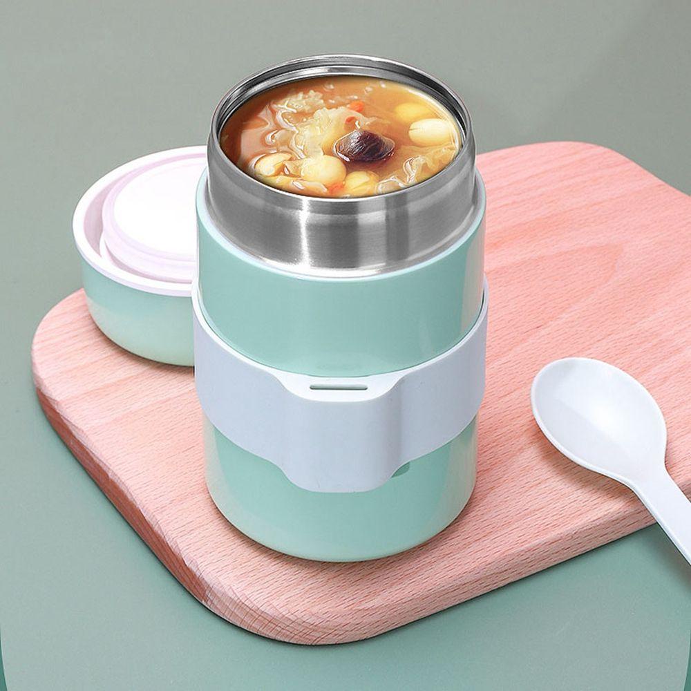 [Elegan] Cangkir Sup 1pcs Cangkir Rebus Anti Bocor Dengan Sendok Stainless Steel Inner Insulated Vacuum Jar