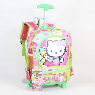  Tas  Dorong Anak  Cewek Troli Motif Hello Kitty Pink Hijau 