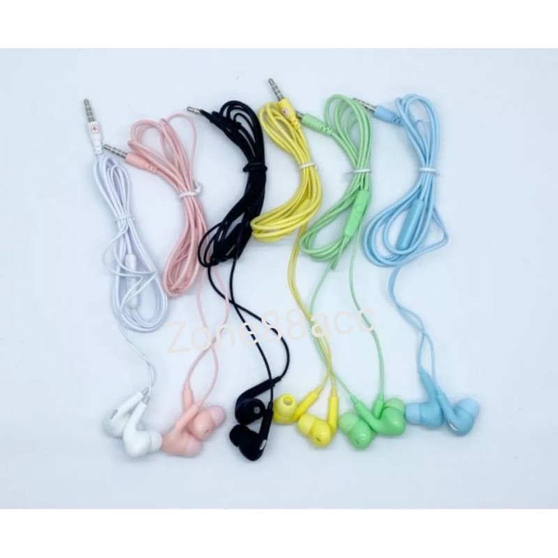 Headset Handsfree Earphone Audio Warna warni Stereo Mic Musik