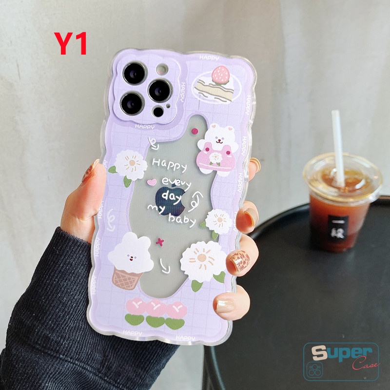 Soft Case Bahan Tpu Motif Beruang Kelinci Untuk iPhone 11 12 13 pro Max 8plus 7 6 6s 8 plus X XR XS Max SE 2020