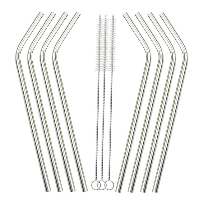 Bending Straw Stainless Steel Capillary 4 Pcs / Sedotan - Silver