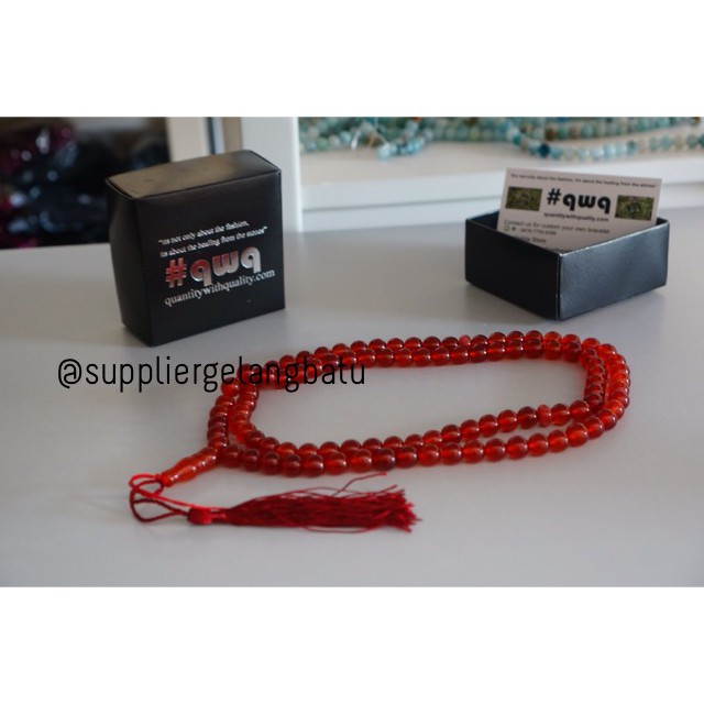 tasbih batu RED GARNET 99 butir premium tasbeh manau alam akik aksesoris bahan craft kerajinan