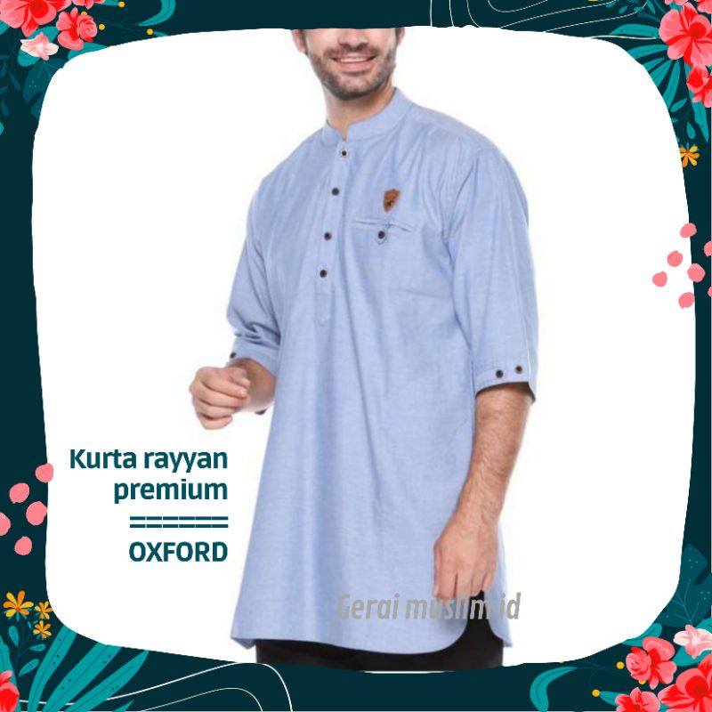 Baju koko pria model kurta bahan oxford/0Baju Koko Kurta Pakistan Muslim Pria Lengan 3/4 Bahan Oxford Denim