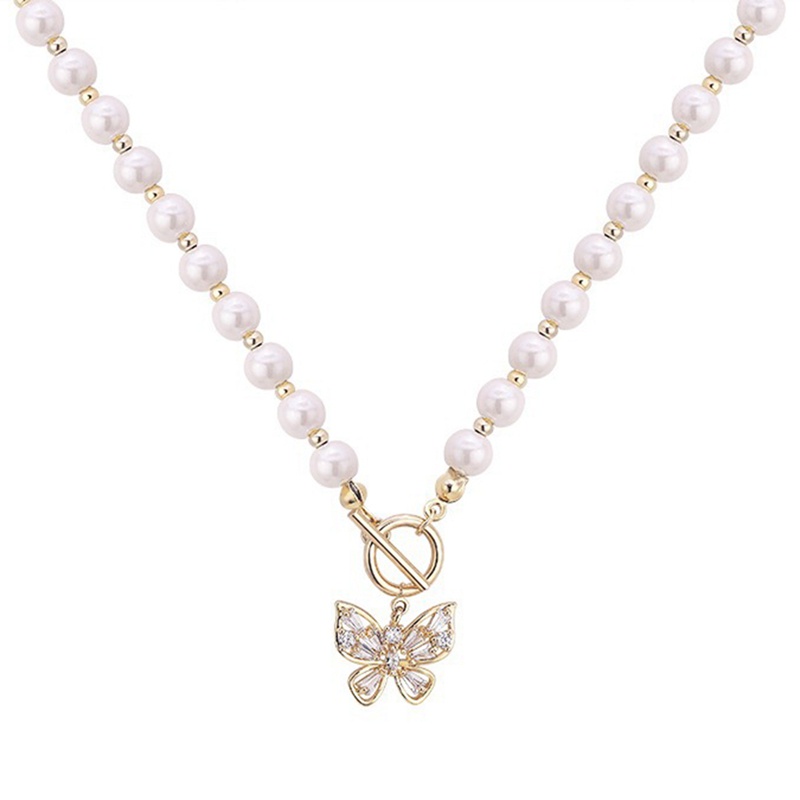 Simple Temperament All-Match Pearl Butterfly Chain Ins Necklace