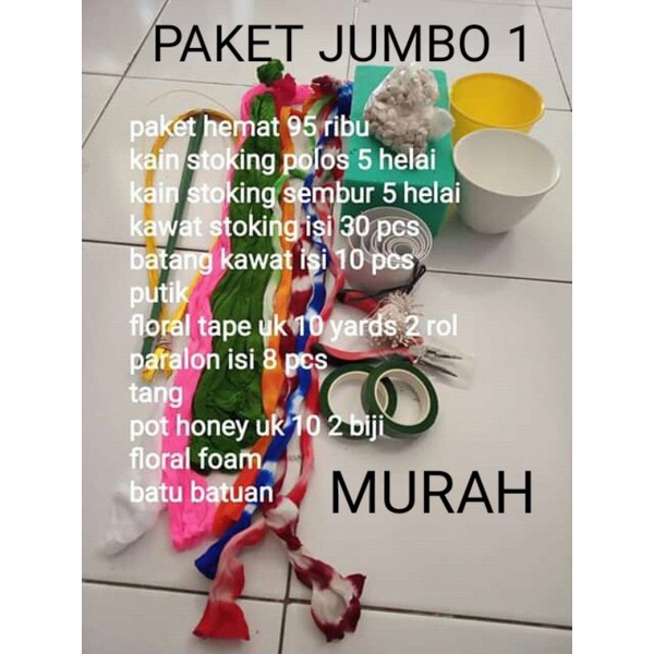 paket jumbo bahan kain stoking bunga murah